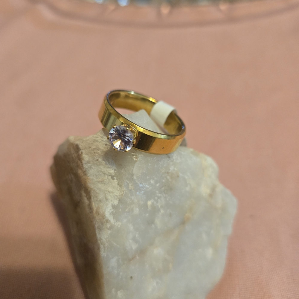 Gold Stainless Steel Ring and Earring Set - Picture 4 of 4